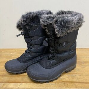 Kamik Momentum Boots Winter Snow Waterproof Faux Fur Lined Black Women's 6 EUC